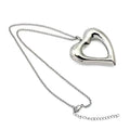 Sliver 45.5cm+5cm Long Necklace with Hollow Inside Heart Shape Necklace 55mm Sliver Heart Necklace Europe and American Style