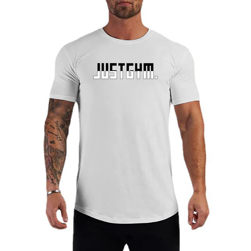 Custom Logo Muscleguys Brand Fitness Tshirt Man Summer Cotton Tops Men Short Sleeve T Shirt Fashion Print Bodybuilding Tshirt gy