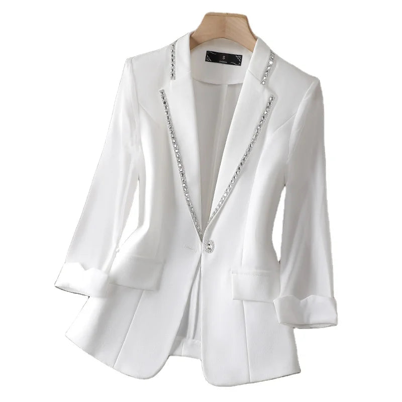 S-2XL Solid Color Thin Suit Jacket Women's Summer New Design Sense Top a Niche Casual Style Suit Blazer