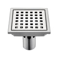 Modern 304 Stainless Steel Polished 6 Inch Square Floor Drain with Strainer for Home Office Bathroom Shower-Easy Installation
