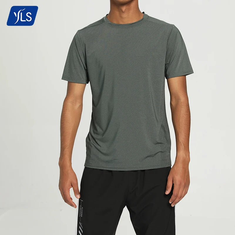 YLS Summer Knitted Sporty Men's T-Shirt Quick Dry Breath Eco-Friendly O-Neck Short Sleeve Custom Printing Blank Design