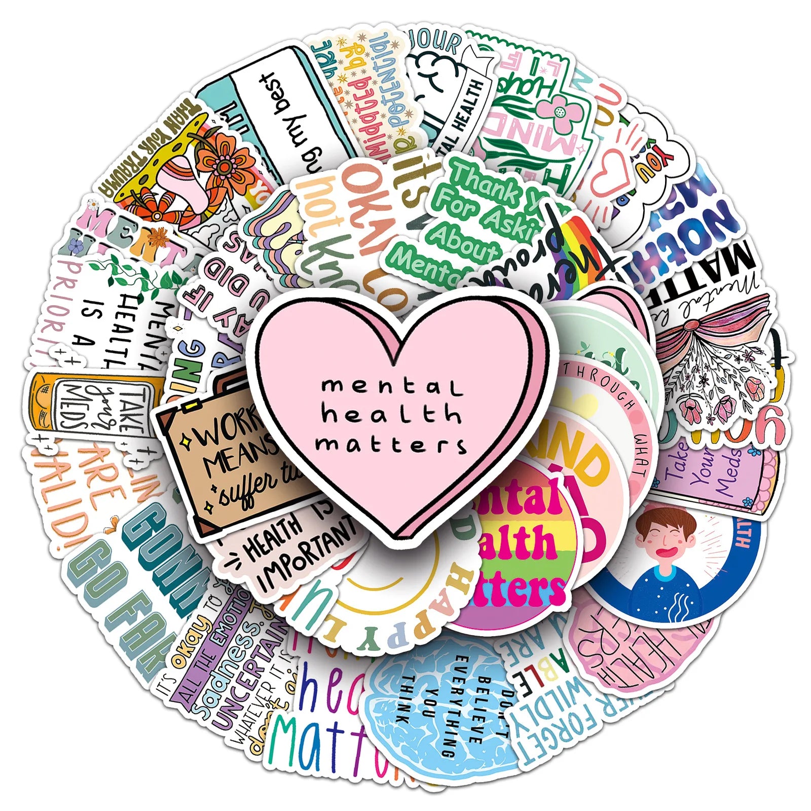Newly 50PCS Medical inspirational quotes positive psychology therapy mental health sticker