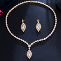 Shiny African Dubai Cubic Zirconia Bridal Wedding Necklace Earrings Luxury Jewelry Sets for Brides Dress Accessories