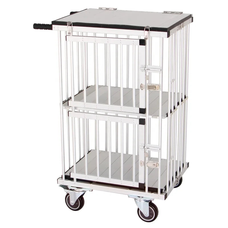Aluminum Dog Folding Trolley Collapsible Travel Cage for Pets for Camping for Cats Factory Supply Foldable Feature