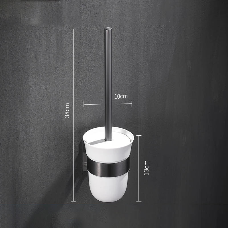 Modern Durable CE Certified 304 Stainless Steel Metal Bathroom Storage Rack Wall Mounted Black Brush Holder Paper Holder Hotel 1