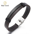 Wholesale Jewelry Blank Bar Stainless Steel Clasp Custom Leather Bracelet for Men Personalized
