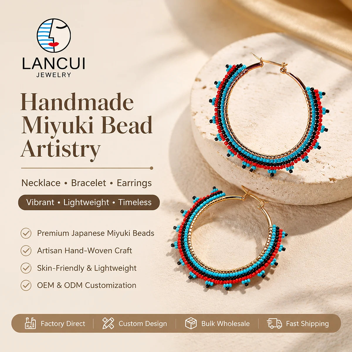 Dropshipping Boho Statement Handmade Beaded Tassel Seed Bead Miyuki Earrings Fringe Dangle Drop Hoop Earrings for Women