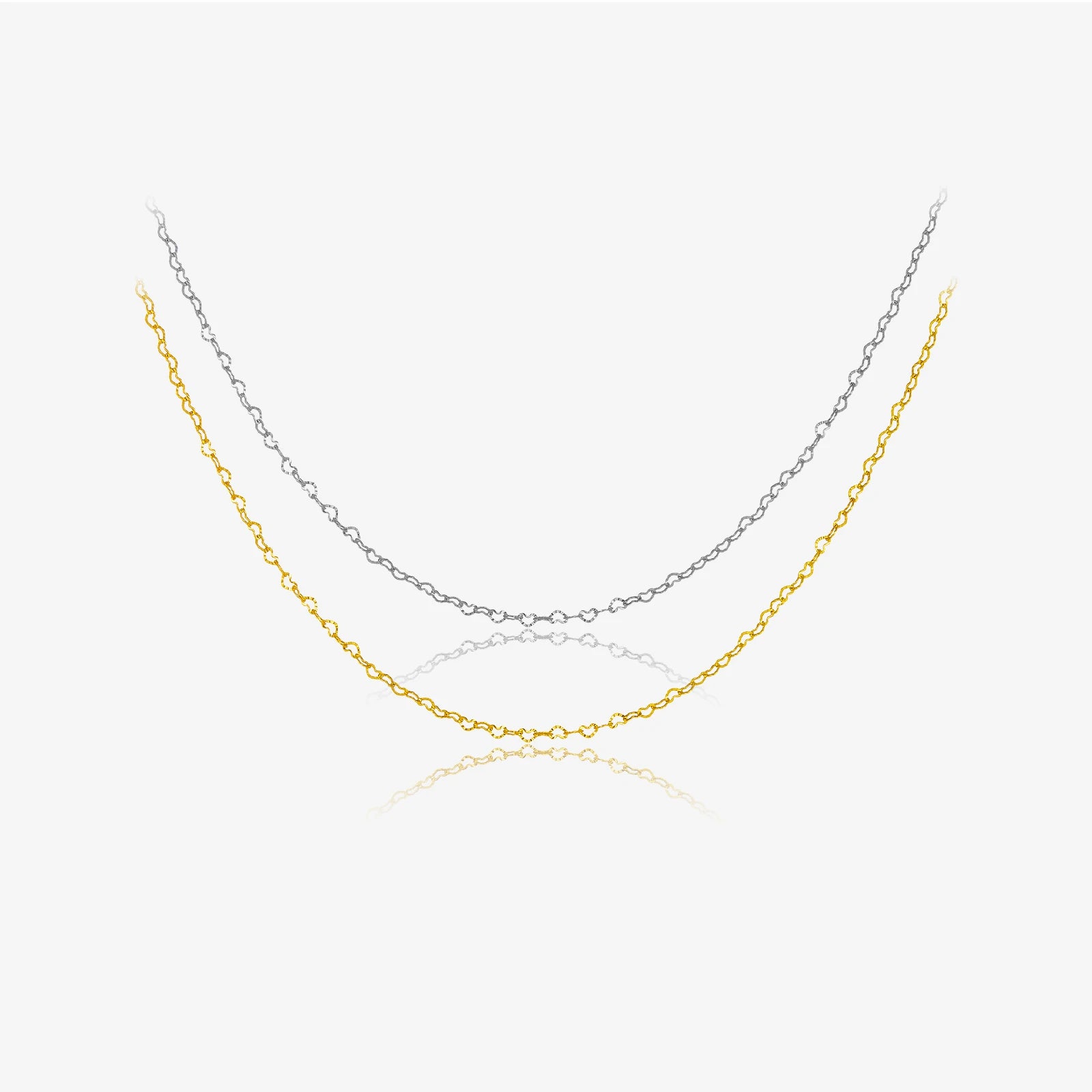 FUAMAY Classic Trendy 18K Gold Plated 925 Sterling Silver Basic Chain Jewelry Fashion Women Golden Basic Heart Chain Necklace