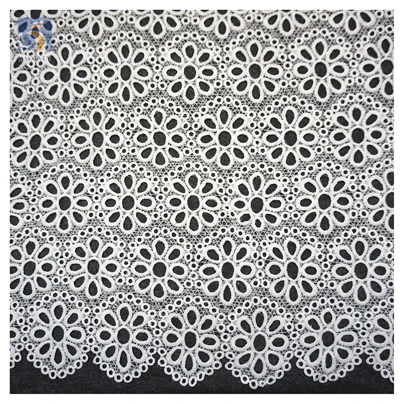 YX2440 Reasonable Price African Lace Fabric White Hollow Out Eyelet Water Soluble Embroidery Milk Silk Lace Fabric