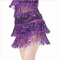 Professional Sequin Weave With 2layer Tassel Waist Hip Scarf Wrap Short Skirt for Belly Dance Training Waist Accessory