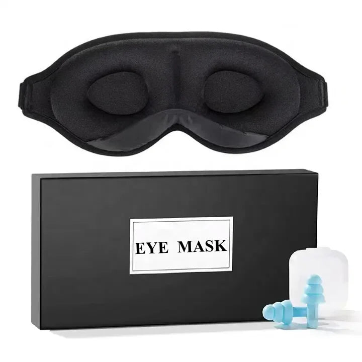 100% Blackout Ergonomic Sleep Mask with Nose Pad 3D Memory Foam Black Eye Mask Sleeping Eye Cover Hot Selling Travel Eye Shade