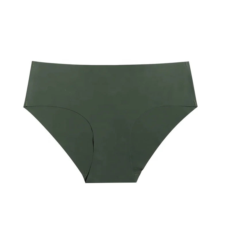 Plus Size Ice Silk Underwear Women's Seamless Mid-waist One-piece Cotton Crotch Quick-drying Breathable Womens Briefs