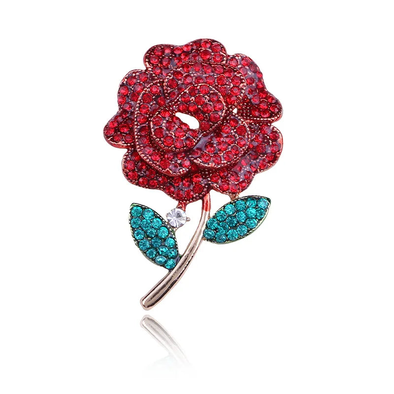 Hot Sale Beautiful Jewelry Charm Brooch Lapel Pin Accessories Rhinestone Plant Flower Brooch Pin for Women Girls