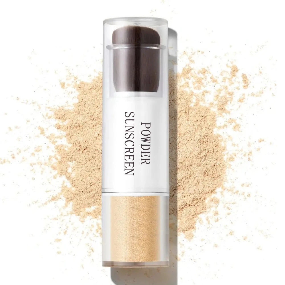 Custom Logo Longlasting Facial Sunscreen Spf 50 Powder Stick With Brush Waterproof Best Vegan Loose Makeup Setting Powder