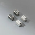 925 Sterling Silver Irregularity Scratches Cuboid Charm Beads for Jewelry Making Accessories Wholesale