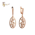 FJ Fallon Fashion Jewelry Elegant Flower and Fruits Earrings Plated in 585 Rose Gold Brass Based