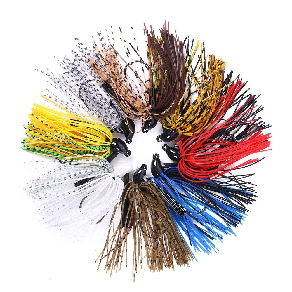 Rubber Jig Fishing Lure 10g Spinner Bait with Skirt Rubber Fishing Jig