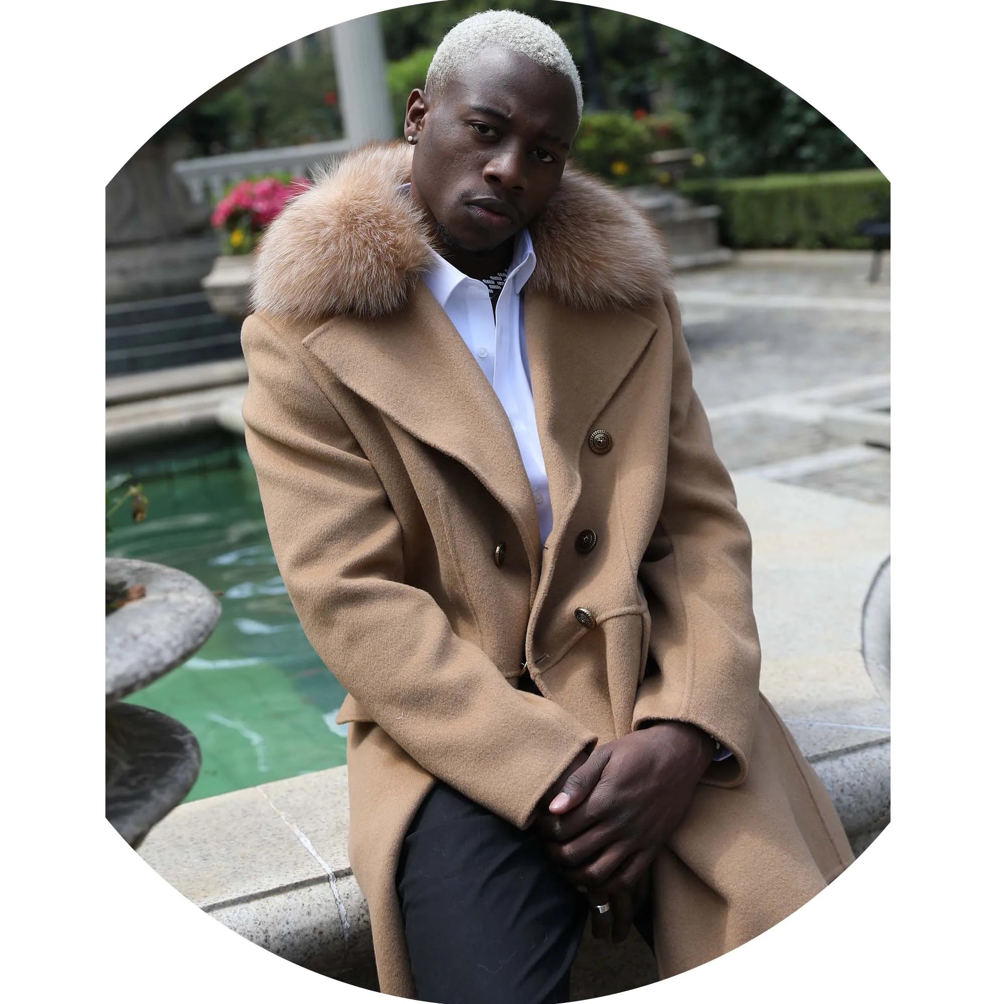 Luxury Top Quality Men Woven Breathable Wool Winter Fur Coat