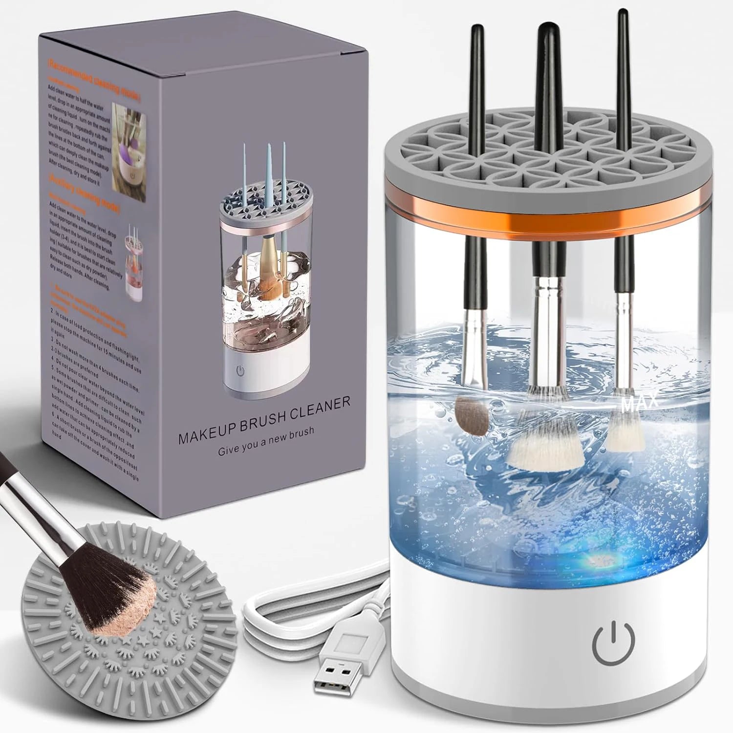 New Product 3 in 1 Automatic USB Makeup Brush Cleaner Portable Quick Dry Electric Make up Brush Cleaner for All Brushes
