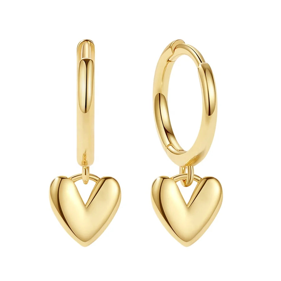 Nagosa New Arrival Dainty 925 Sterling Silver Earrings 18k Gold Vermeil Heart Women Hoop Earrings