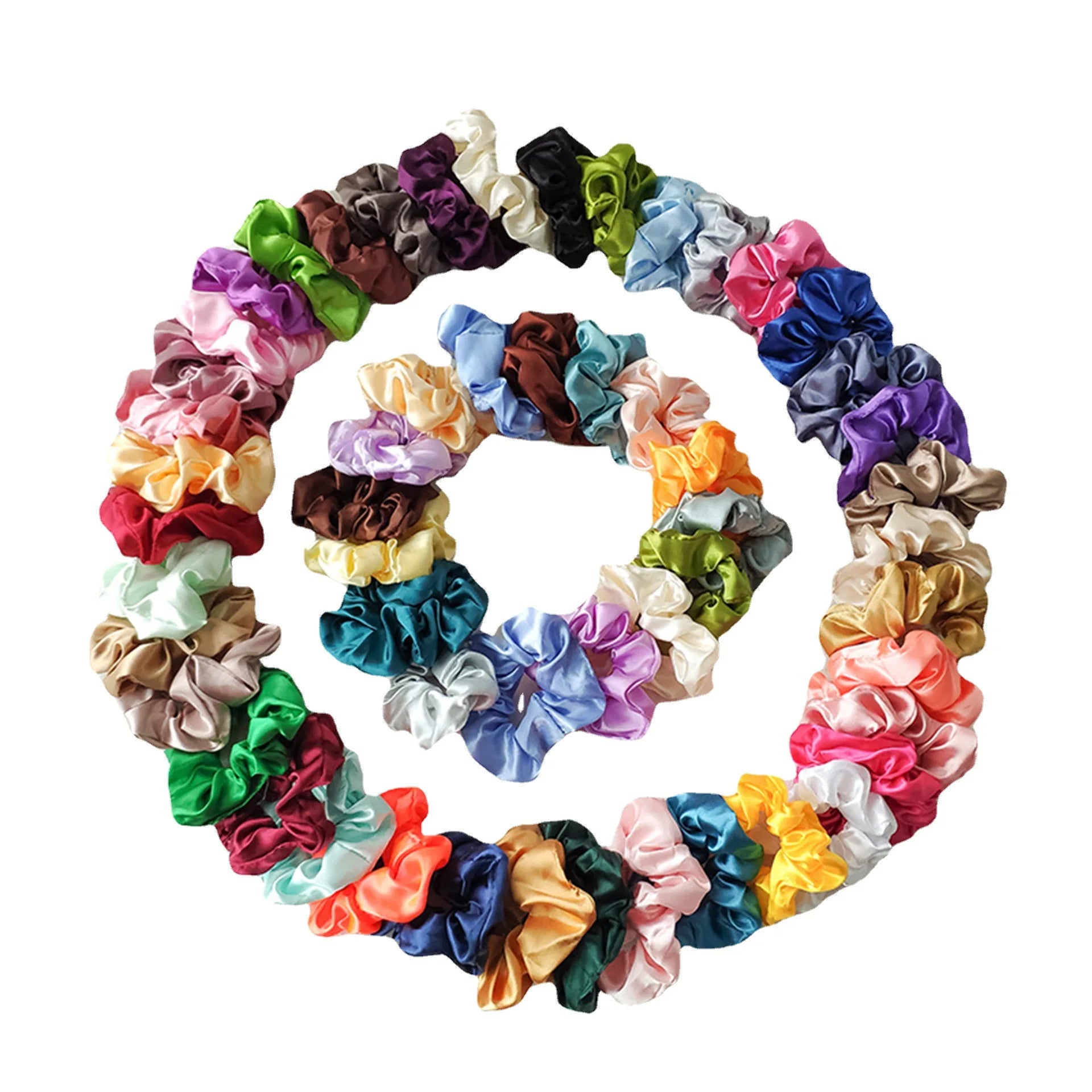 Fashion Trend Solid Hairbands Elegant Women and Girls Sweet Colorful Chiffon Tie-dyed Hair Accessories Scrunchies