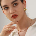 Minimalist Style Irregular Design Cut Stud Earrings Butterfly Pendant Necklace Stainless Steel Necklace and Earring Sets