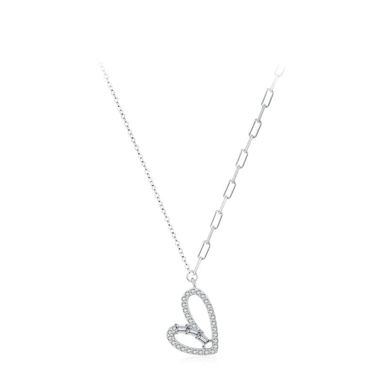 Best Selling Fine Jewelry Wholesale Heart Pendant Necklace 925 Sterling Silver Cubic Zirconia Necklace for Women