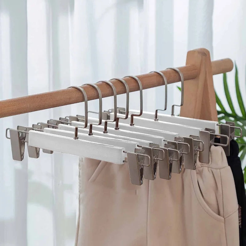 Wooden Metal Clips Hangers Non-Slip Golden Design Foldable Hanger Skirts Pants Jeans Underwear Panties Wardrobe Bag