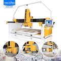 TECHPRO Automatic Stone Cutting CNC Marble Quartz Granite Router 5 Axis Bridge Saw 360 Degree Rotary Device Servo Engine Gear