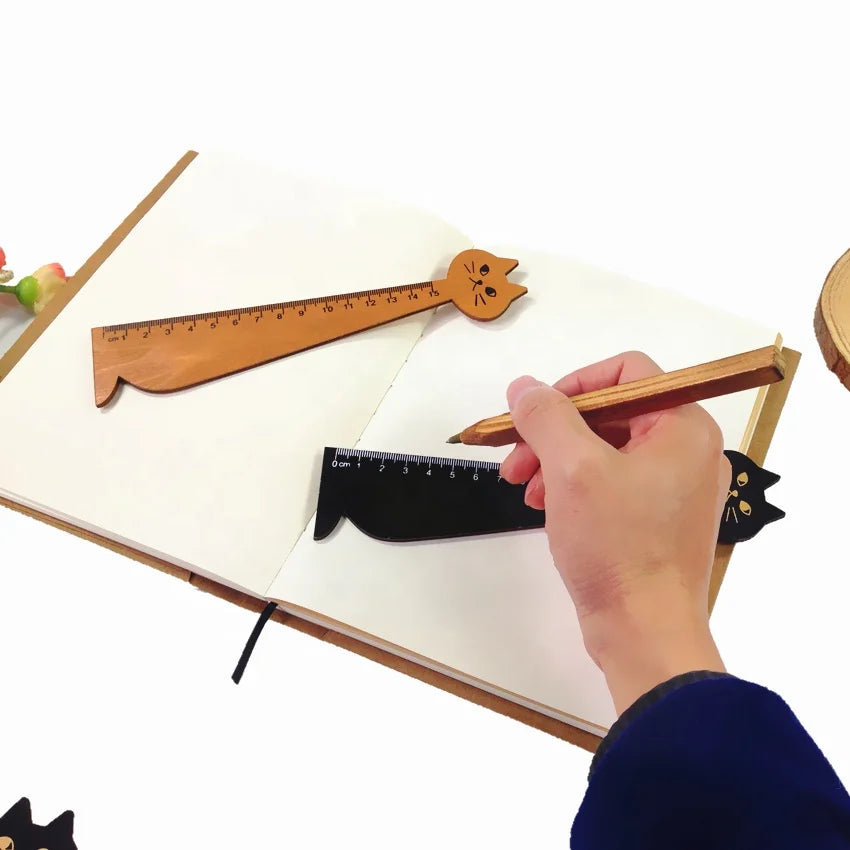 Vintage Cat Wooden Ruler Bookmark Wholesale School Office Kawaii Wooden Level Ruler Stationery
