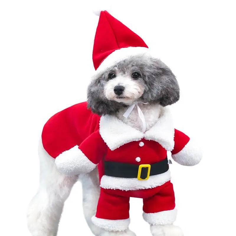 Hot Sale Eco-Friendly Cotton Christmas Dog Coat & Jacket Fashion Pet Clothing for Small Animals Santa Claus Standing Costume
