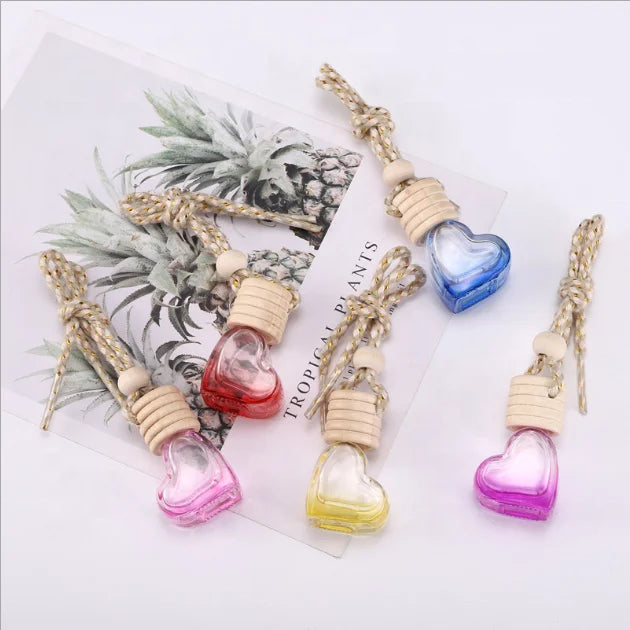 5ML Car Air Freshener Perfume Hanging Empty Bottle Auto Oil Fragrance Diffuser Odor Essential Glass Car-styling Heart Type