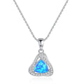 Dainty 925 Sterling Silver White Gold Plated Simple Love Heart Shape Natural Opal Charm Pendant Necklace for Women
