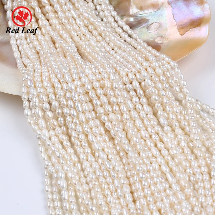 Redleaf Jewelry 2.5-3mm Different Grades of Rice Shaped Pearl String Natural Freshwater Pearl DIY Jewelry Accessories