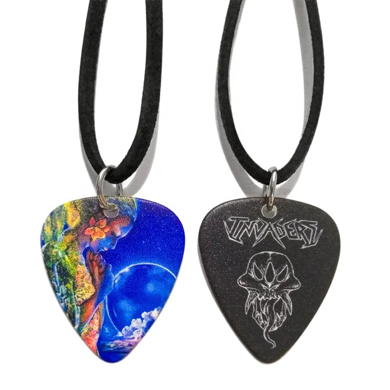New Fashion Roll 'n Rock Music Jewelry Personalized Custom Pattern Niche Attractive Celluloid Guitar Picks Necklace Durable