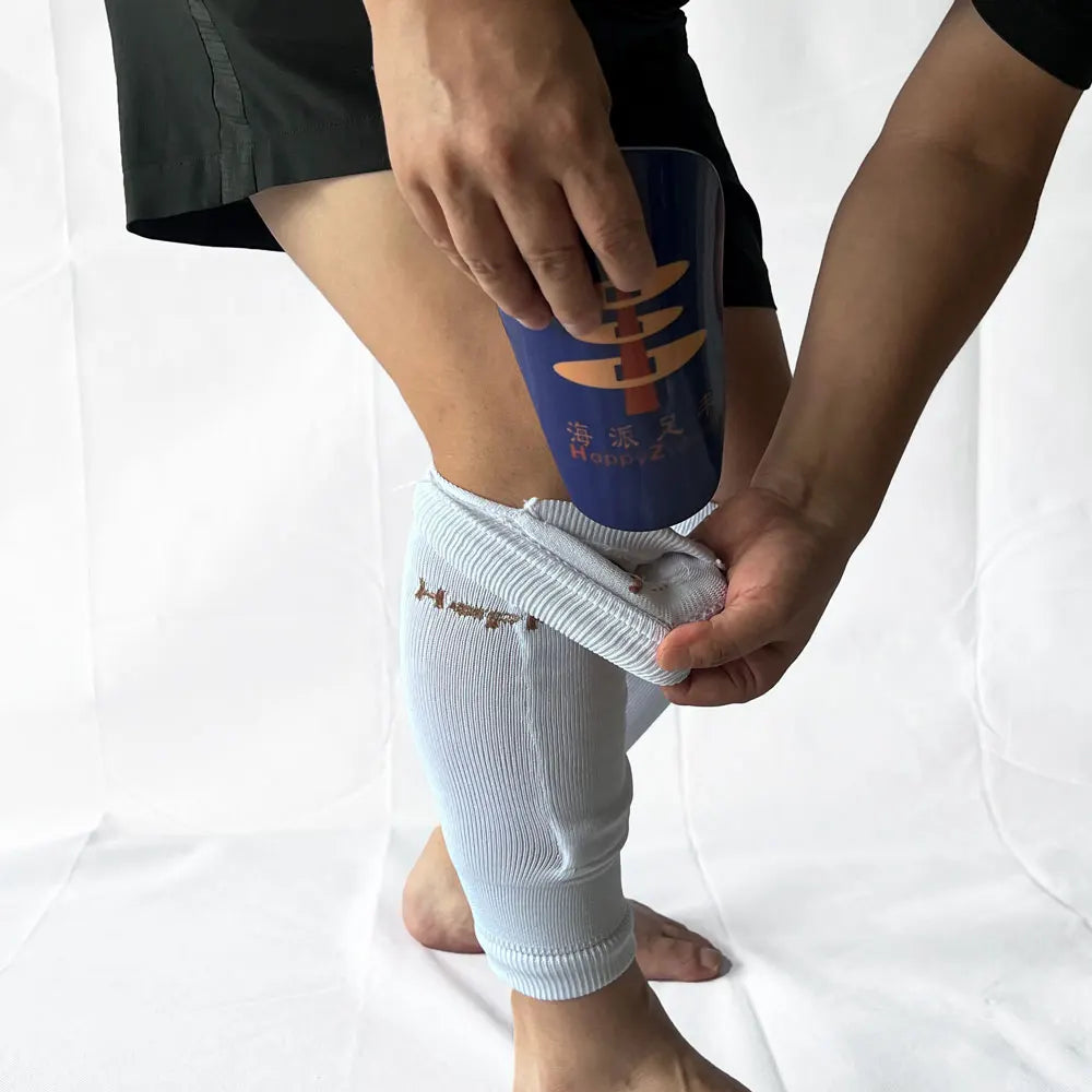 Happyzufeng Autumn Crew Thick Custom Footless Soccer Sport Socks with Pocket Shin Splint Support Scrunch Calf Sleeves