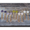 Bohemian Handmade Natural Amethyst Stone Star Charm Gold Chain Tassel Drop Earrings Designer Jewelry for Women Girls Wholesale