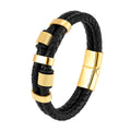 Duyizhao Fashion Handmade Braided Genuine Magnetic Clasp Hand Jewelry Vintage Woven Cowhide Genuine Leather Bracelet for Men