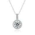 Luxury round Brilliant Cut 1CT 2CT Moissanite Pendant on 925 Sterling Silver Link Chain Necklace