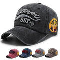 Men's Trendy Womens Korean Version Washed Retro Embroidery Letters Broken Peaked Cap Denim Baseball Hat