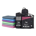 Packable Microfiber Gym Towel Sport Fitness Gym Towel With Hanging Loop Zipper Pocket
