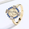 Fine Blue 18K Gold Plated Finger Factory Wide Brass Fashion Jewelry Finger Rings for Women Wholesale