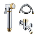 Brass Chrome Toilet Bidet Women's Pressurized Washer Toilet Shataff with Angle Valve Stainless Steel Hose for Home Hotel Use