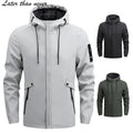 Custom Logo Plus Size Men's Clothing Solid Color Lightweight Windbreaker Jacket Hooded Full Zipper Stretchy Softshell Jacket Rop