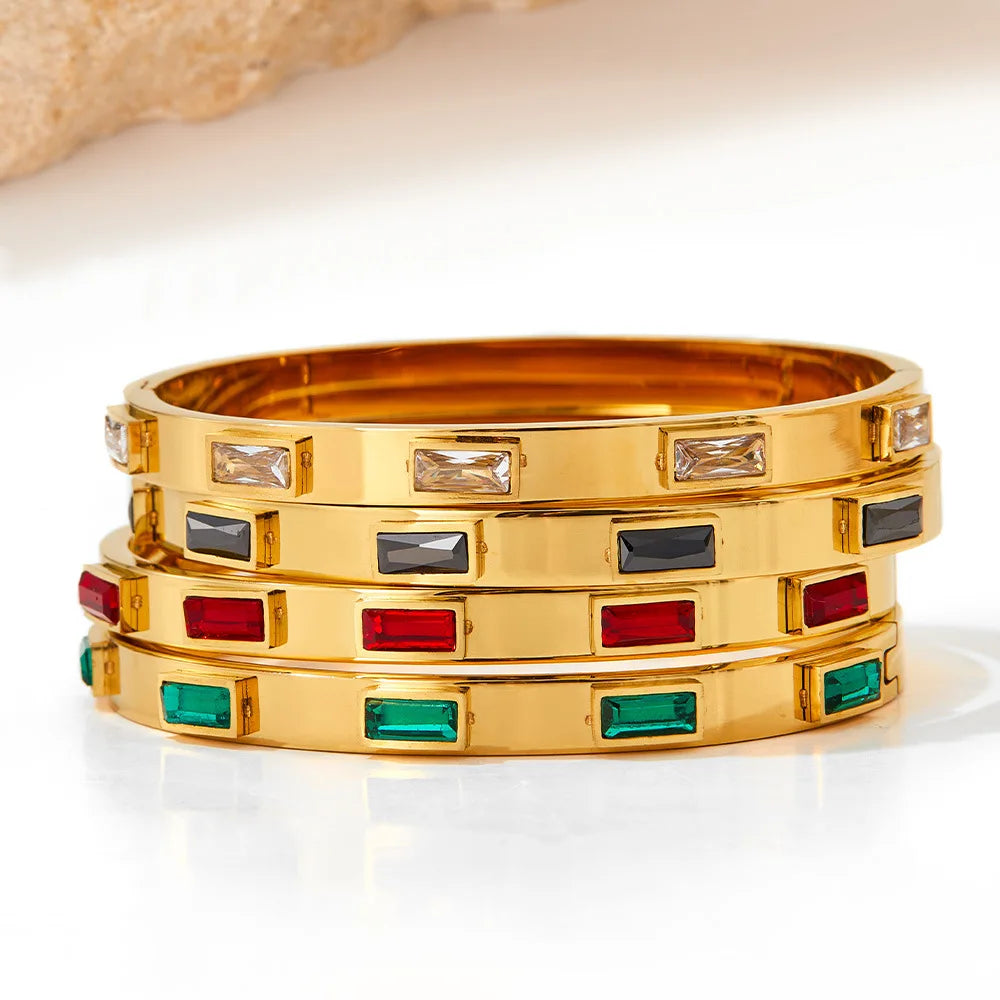 Wholesale Bracelet Zircon Stainless Steel Waterproof Gold Bangles Jewelry Women