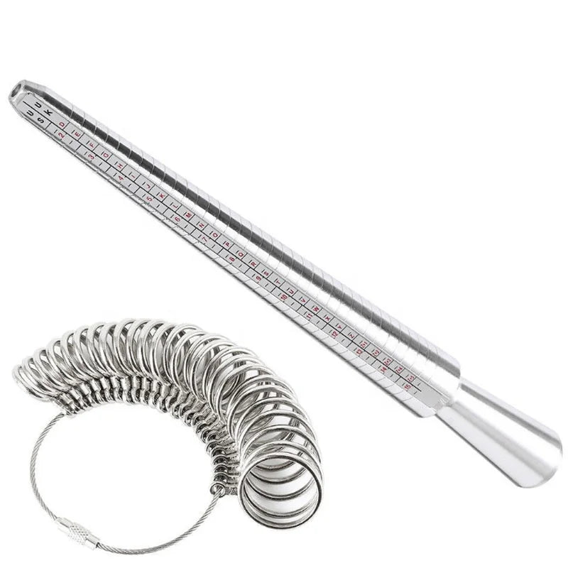 Metal Ring Sizer Tool Set Aluminum Ring Mandrel and Finger Gauges US UK Ring Sizer Measuring Tool for Jewelry Tools