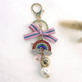 2023 New Trendy Diamond Bow Knot Key Chain Holder Rhinestone Crystal Rainbow Cloud Keychain for Women