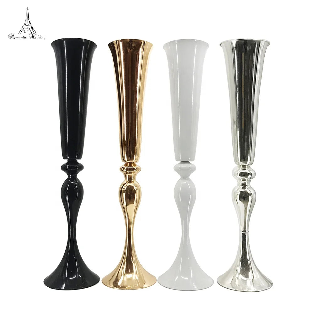 Romantic Tall Metal Flower Vase in Gold Silver White for Wedding and Home Decor