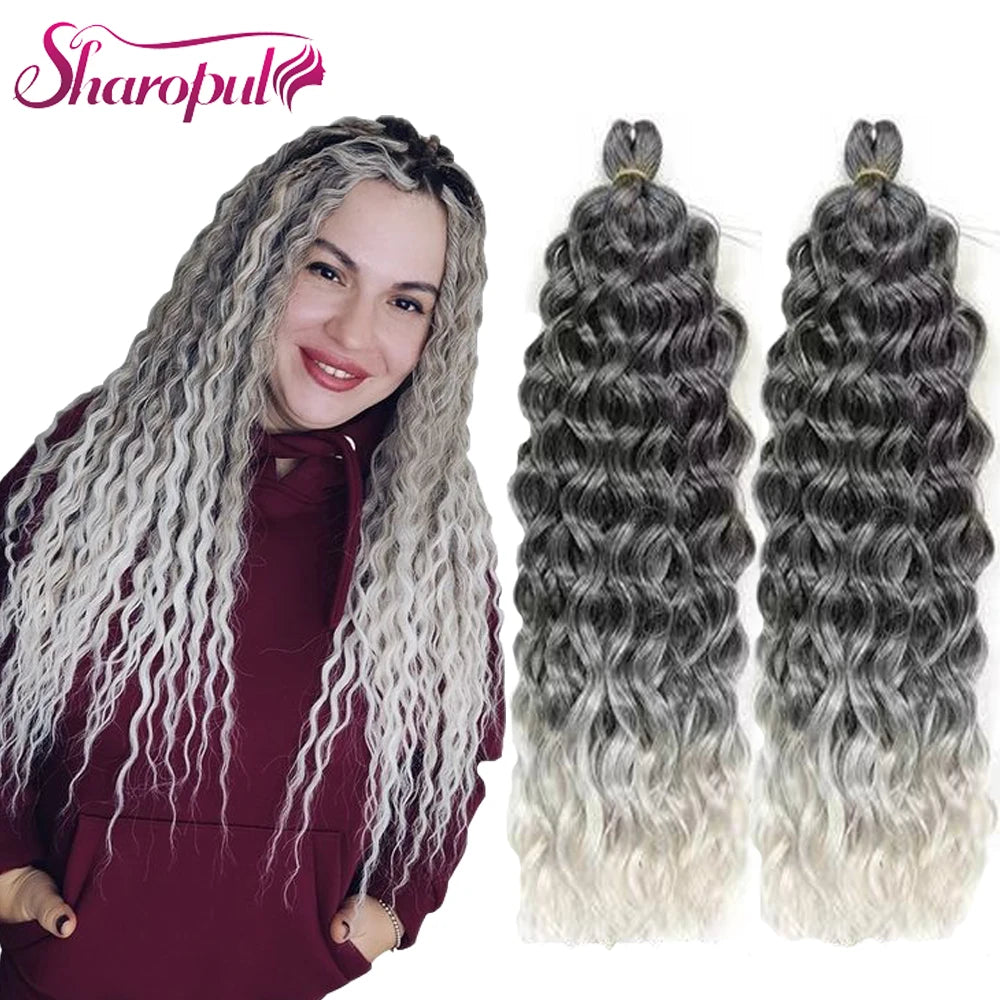Hawaii Curl 18-24 Inch for Ombre Braiding Synthetic Hair Extensions Soft Afro Curls Crochet Hair Deep Wave Ocean Wave Protein