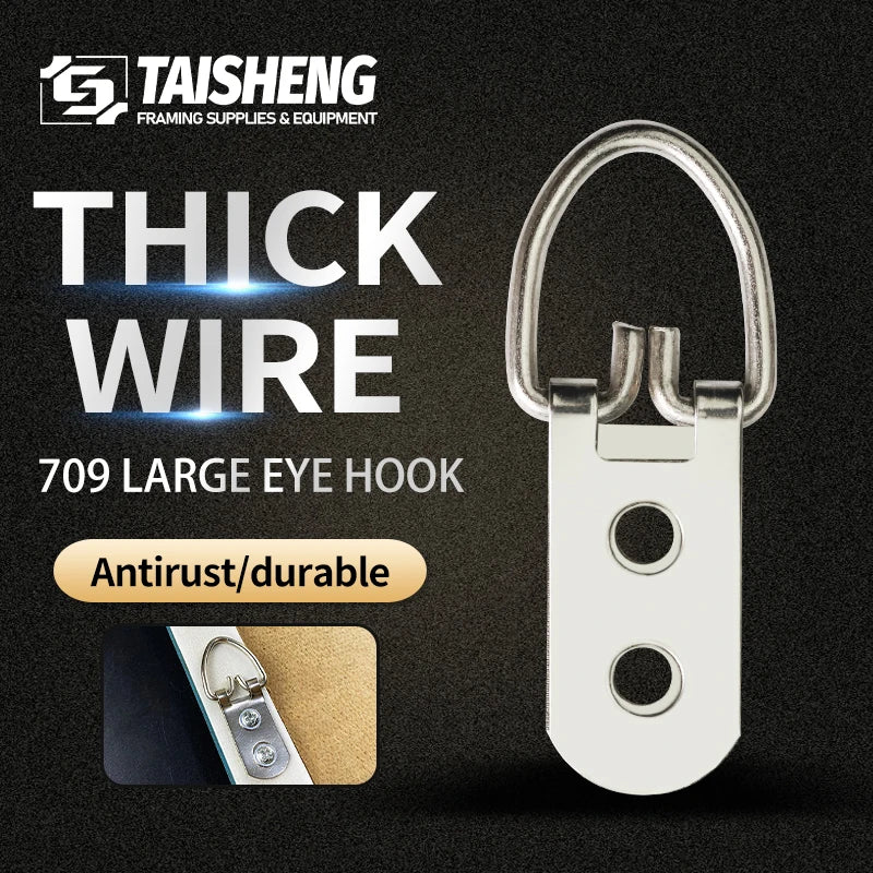 X0909 TS-K009 Nickel Plated Metal D-Ring Hanger Two Holes Photo Mirror Hanger Frame Hanging Keyholes Hooks